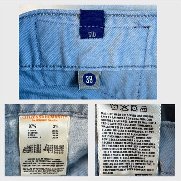 Citizens Of Humanity Mens Straight Leg Light Blue Pants Sz 38 Preppy Comfy Pants - Picture 10 of 12